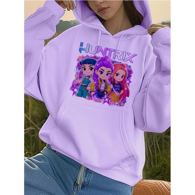 Kpop Demon Hunters Tiger Pocket Hoodies Manga Harajuku Hoody Hooded Women's Autumn Winter Sweatshirts Girls Pullovers Clothes