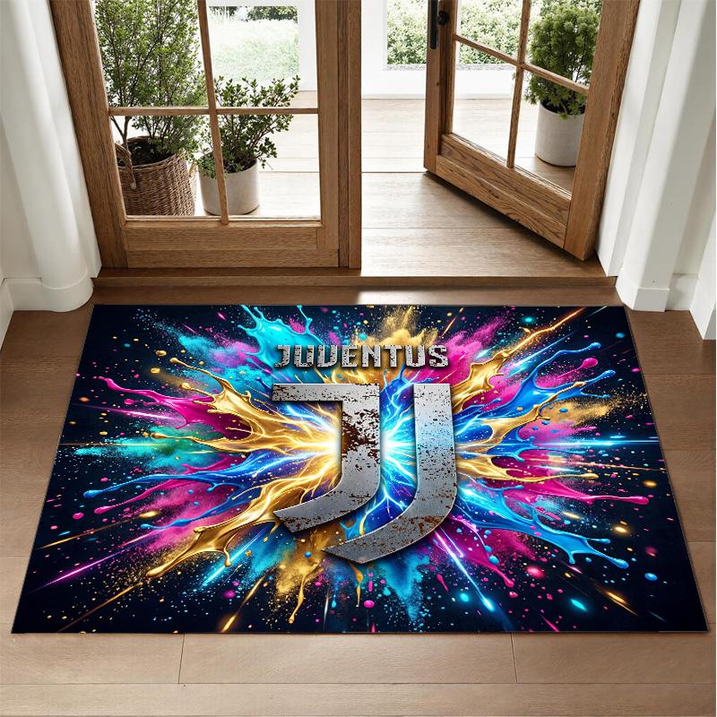 Juventus FC Design Crystal Velvet Rug Soft Decorative Mat for Bedroom Entrance