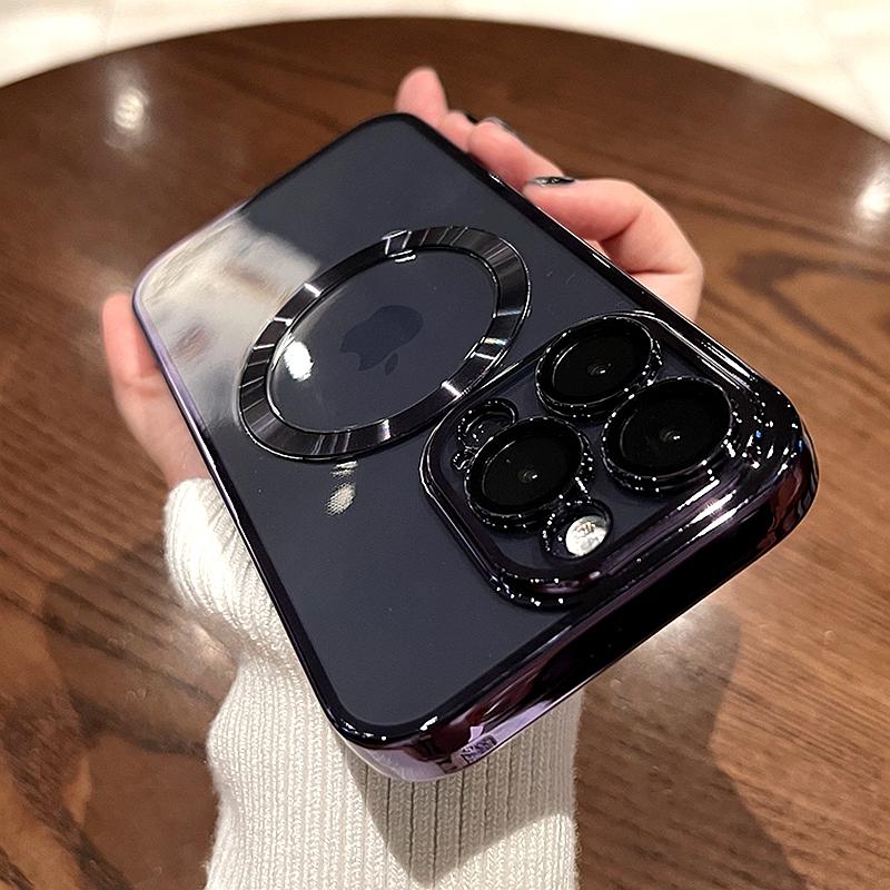 Luxuriöse transparente Magsafe-Telefonhülle zum kabellosen Laden für iPhone 15 14 13 12 11 Pro Max Plus, magnetische Stoßstangen-Silikonhülle