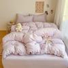Literie Class A 2025 nouveau vent crème couleur unie drap de lit ensemble quatre pièces housse de couette étudiante ensemble quatre pièces ménage