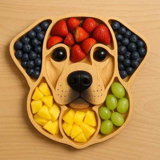 Wooden Food Plate for Snacks Appetizer Fruit Vegetable Picnic Kitchen Party Eco-Friendly Plates Dog Face Shaped