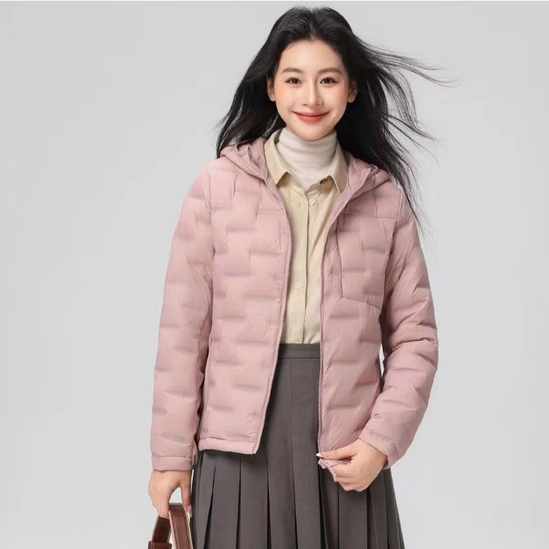 Pinghu white duck down light down jacket women's autumn and winter popular style fashion casual hooded warm jacket