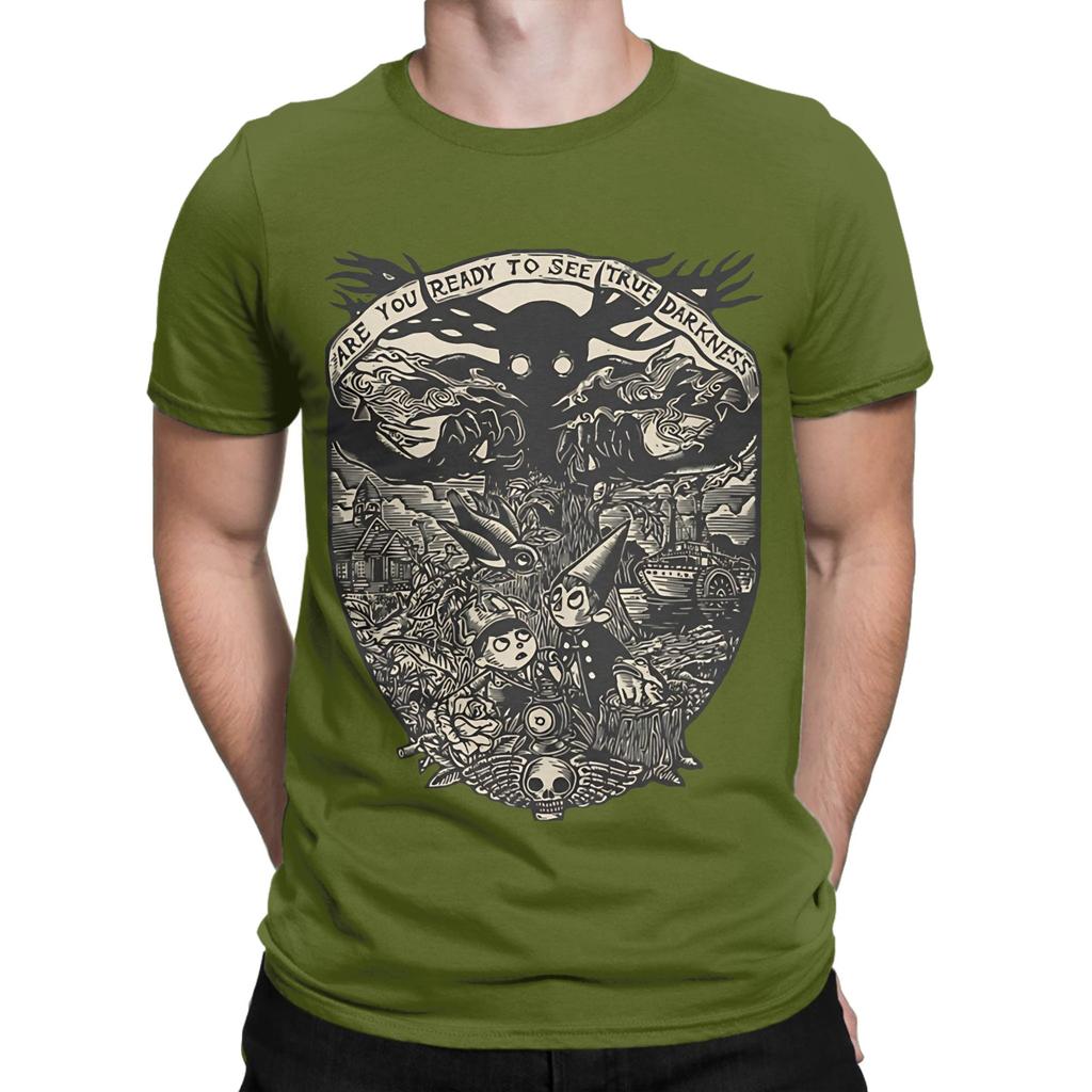 OPar-dessus le mur du jardin noir Drôle 100% Coton T-shirt oPar-dessus le mur Tops T-shirts Pour Unisexe