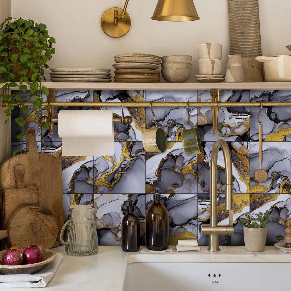 Self-Adhesive Wall Sticker Kitchen Bathroom Waterproof And Oil-Proof Crystal Tile Sticker Marble Pattern Home Decoration Wallpaper