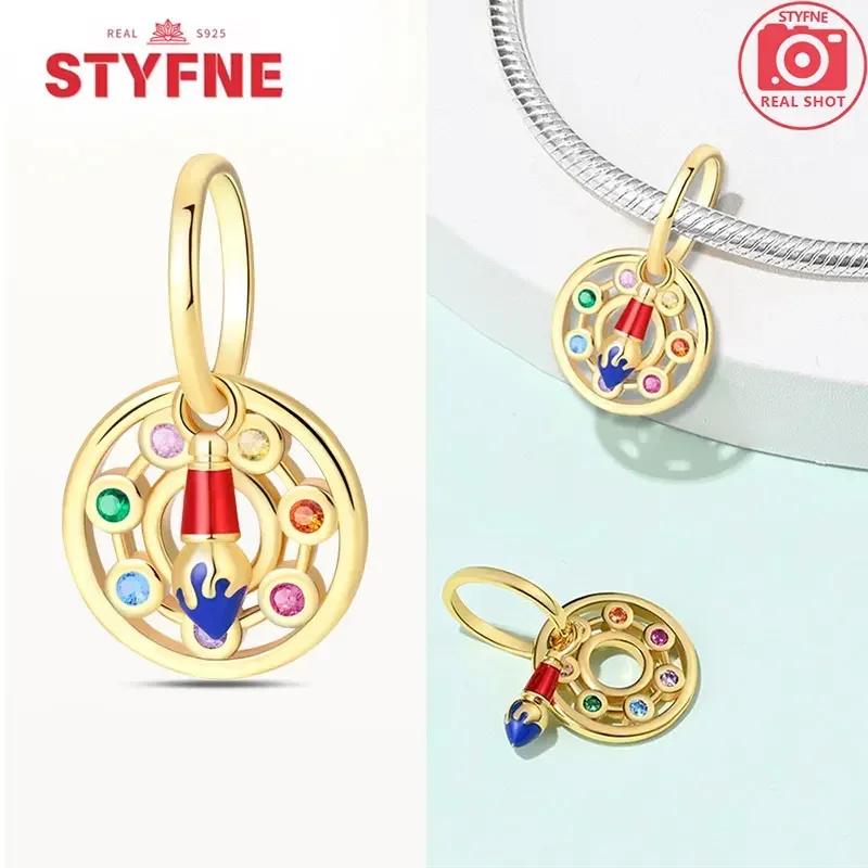 Copperoriginal Starry Sky Sunflower Green Wheat Field Oil Painting Charms Beads For Women Diy Fine Jewelry Gift