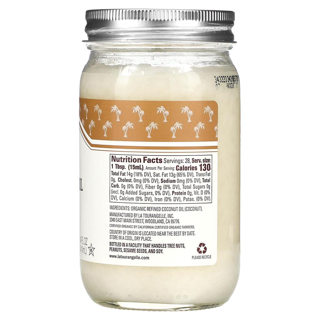 La Tourangelle, raffiniertes Bio-Kokosöl, 14 fl oz (414 ml)