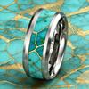 With Turquoise and Golden Marble Pattern Inlay Rings Luxury 8mm Stainless Steel Ring For Men Women For Wedding Band Jewelry Gift