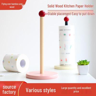 Creative Solid Wood Tissue & Film Holder - Vertical Desktop & Toilet Paper Storage for Home Kitchen