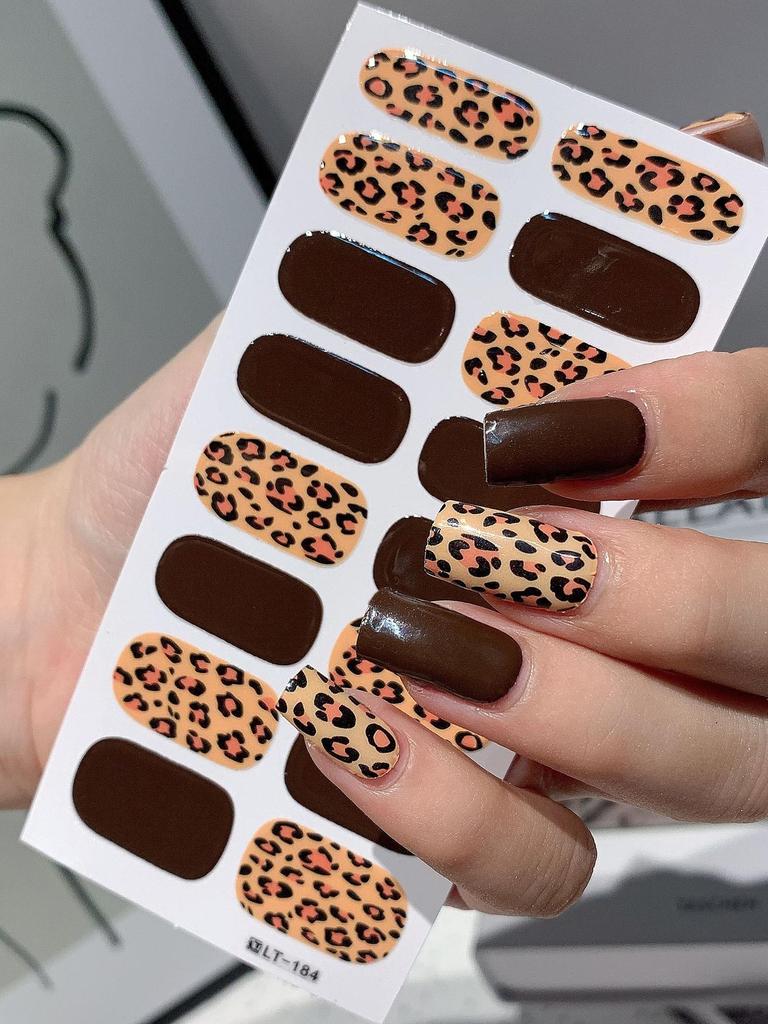High-Quality Autumn/Winter Leopard & Zebra Print Nail Stickers LT184