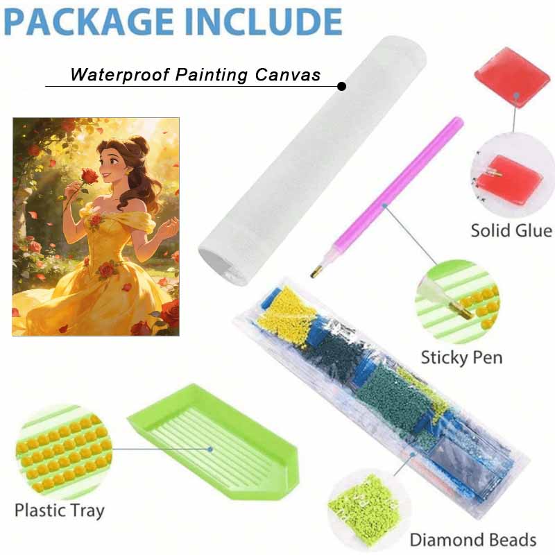Disney Beauty and the Beast Belle Rose Diamond Paint Painting Art Kit Handmade DIY5D Home Decor Gift