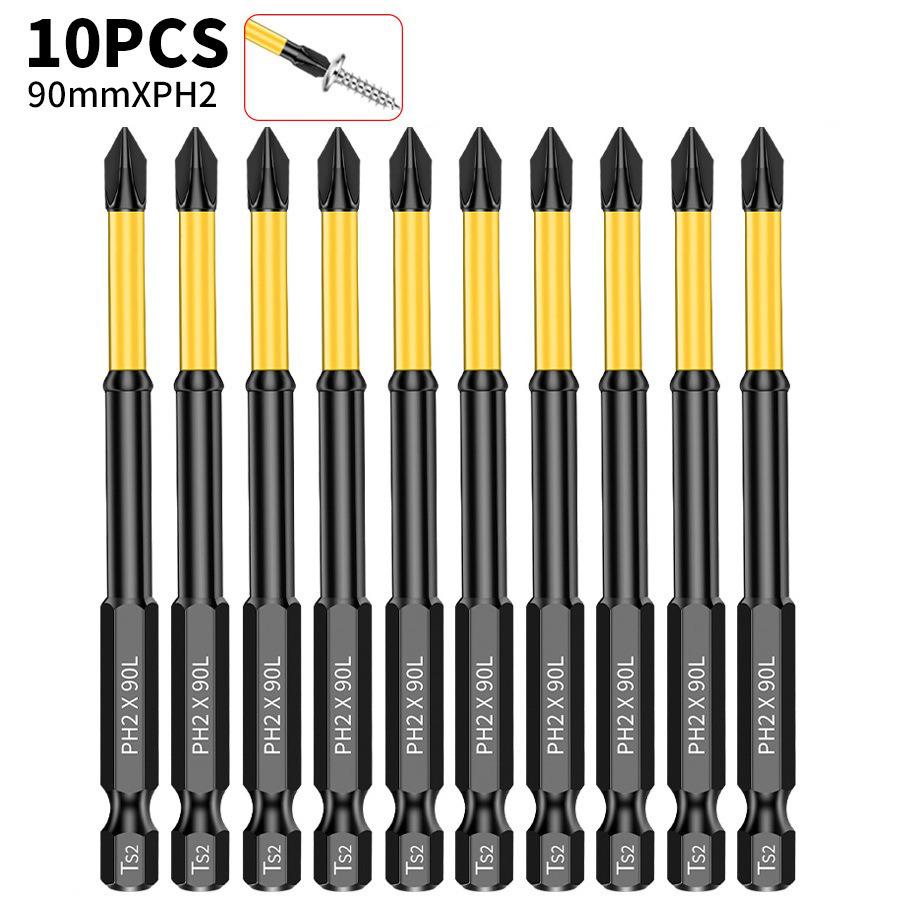 Shock-resistant Magnetic Phillips Screwdriver Bits with Anti-slip Teeth