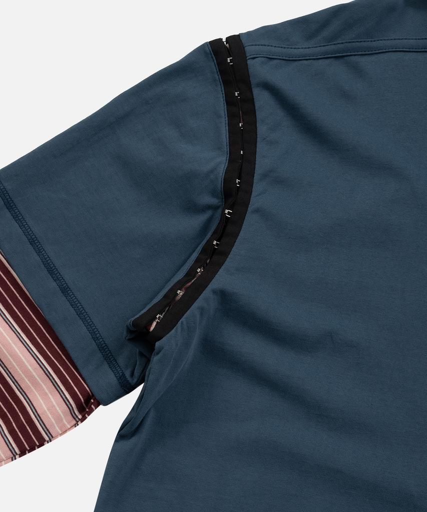 INSTANTFUNK Layered Sleeve Stripe T Shirt - Navy