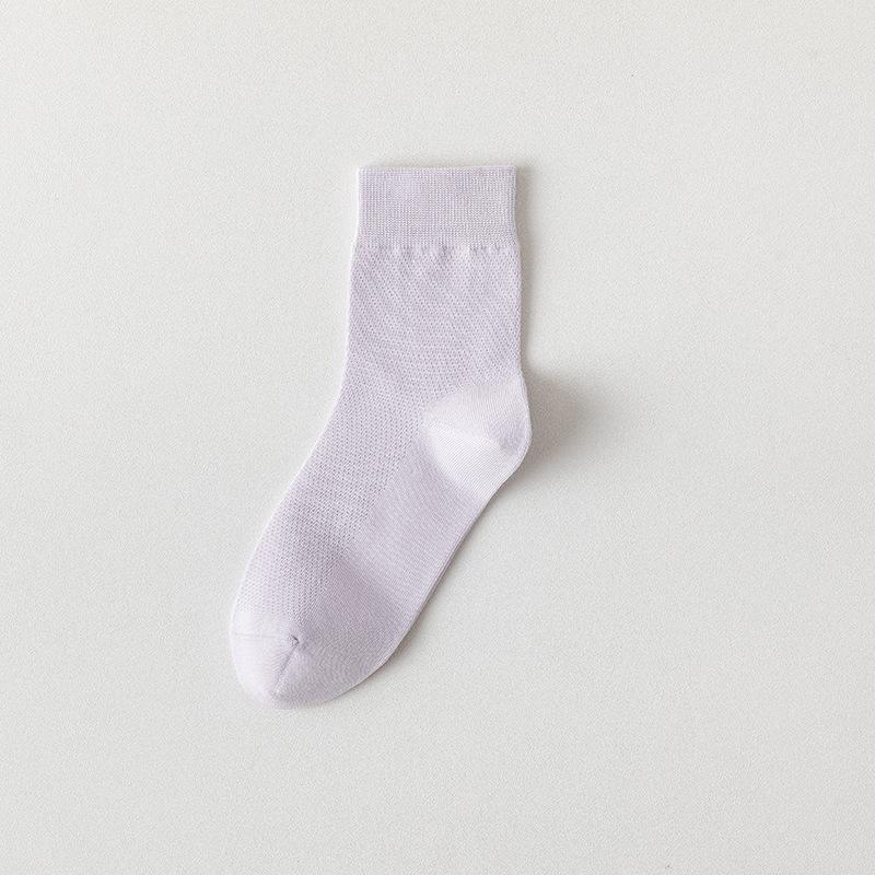Women's Summer Thin Cotton Pure Color Mesh Breathable Boneless Sweat Absorbable Tube Socks