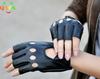 1 Pair Women Punk Short Synthetic Leather Gloves Half Finger Fingerless Gloves Fashion Lady Handsome Black Gloves