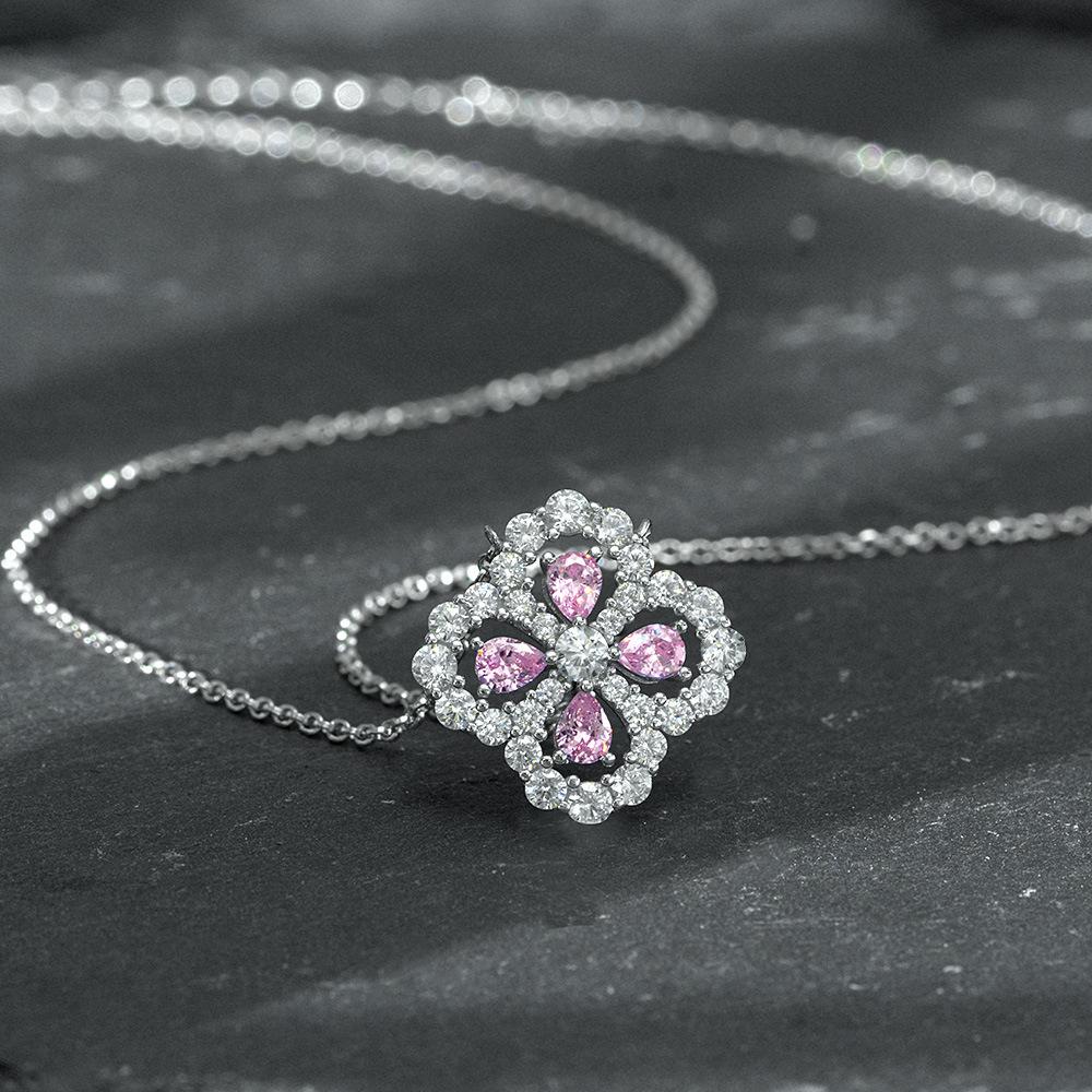 Gica Gema High Carbon Diamond Pendants Necklace 925 Sterling Silver Pink Gemstone Romantic Fine Jewelry Wedding Party Gifts New Trend