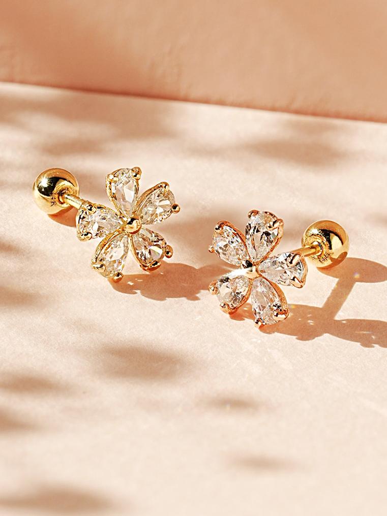 Minimalpiercing 14K Dreaming Flower Piercing Earrings