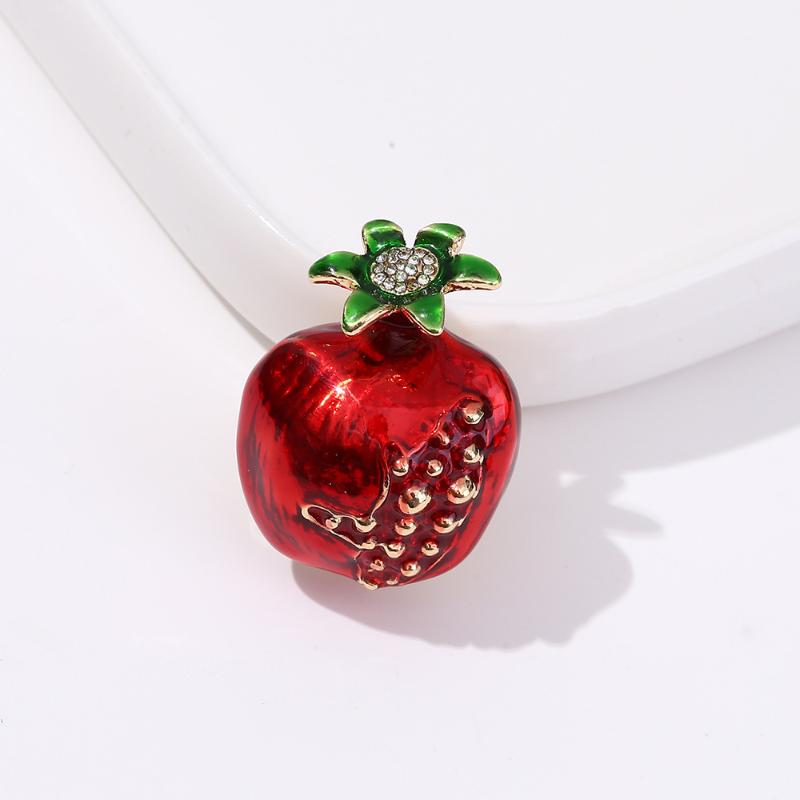 Роскошные Броши-Гранат со Стразами Для Женщин Унисекс Эмалированные Фруктовые Булавки Офисная Вечеринка Друг Модные Подарки Ювелирные Аксессуары 7
