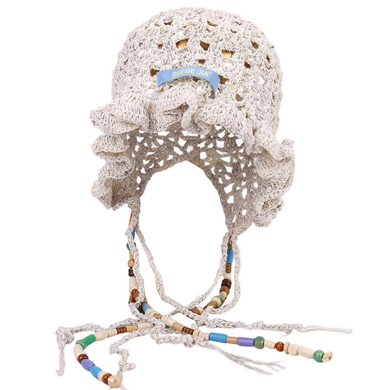 New gradual change of color girls breathable hollow knitted breathable wool hat women's summer fashion sunshade sunscreen hat