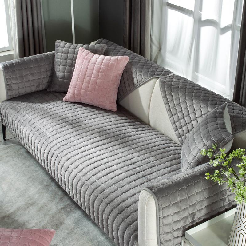 Sofa Cushion Plush Winter Thick Non-Slip Sofa Cushion Sofa Towel Flannel Cushion Universal Sofa Decoration Cover