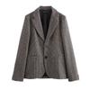 European & American Style Women's Retro Houndstooth Slim Fit Casual Suit Jacket
