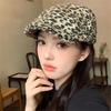 Retro Leopard Forward Hat for Women Y2K Kpop Girl Cotton Newsboy Duckbill Cap Adjustable Artist Painter Peaked Hats Visors