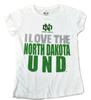Team Athletics Youth Girls North Dakota I Love UND Shirt New M(10-12)