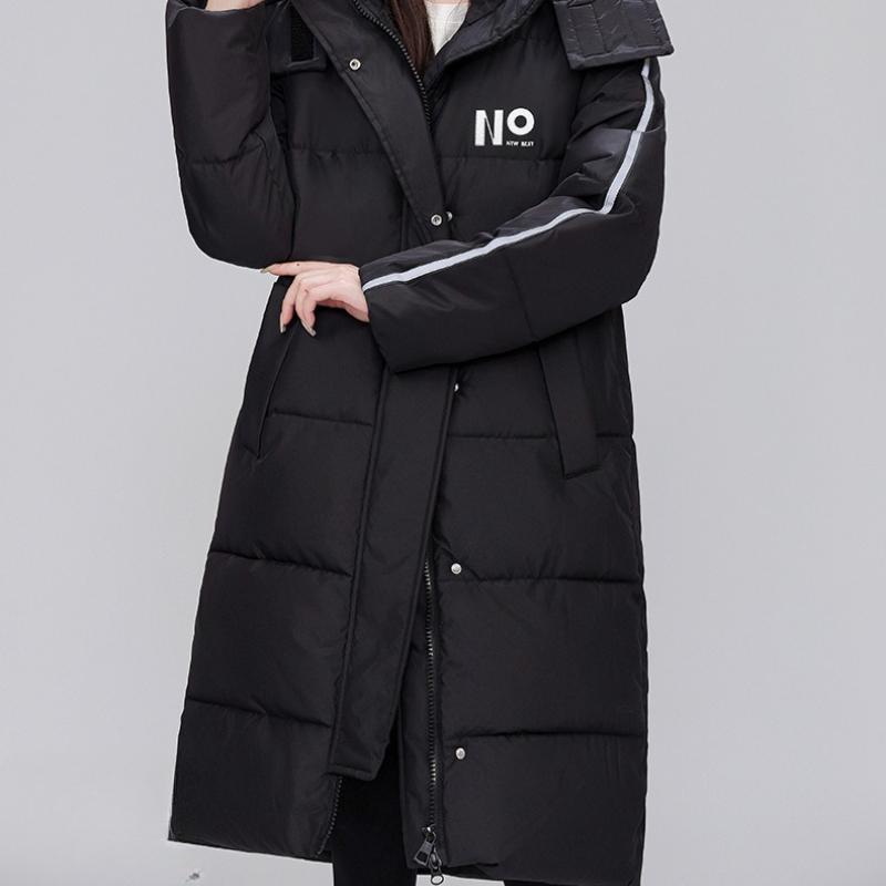 College Wind Cotton-padded Coat Couple Long Fashion Korean Version of Thick Fashion Warm Coat.