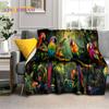 Cute Dream Birds Parrot Peacock Cartoon Soft Flannel Blankets,Throw Blanket Comfortable Blanket for Picnic Beds Home Bedroom Kid