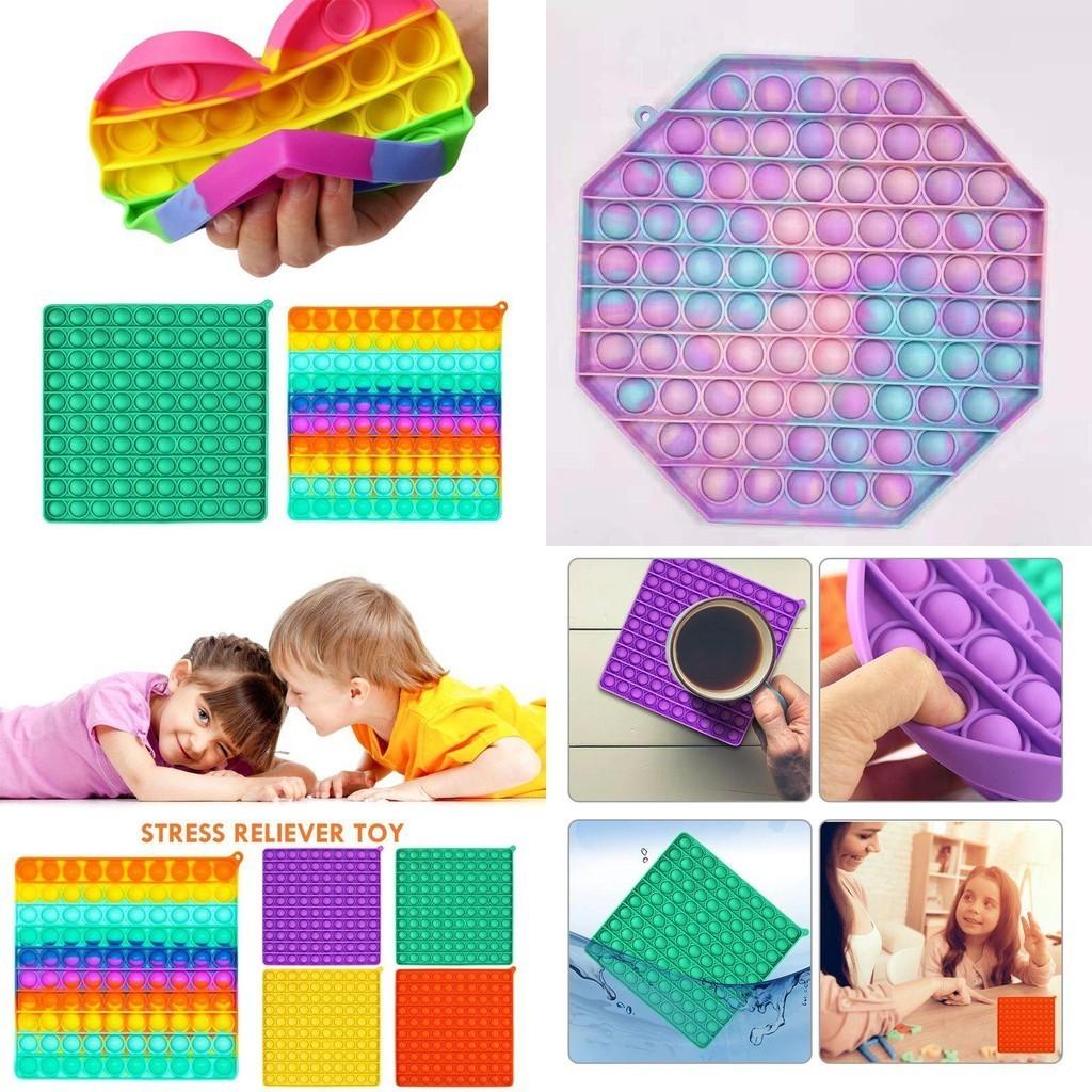 Big Pop It Fidget Toy Bunte Seifenblasen Sensorisches Quetschspielzeug Stressabbau für Kinder