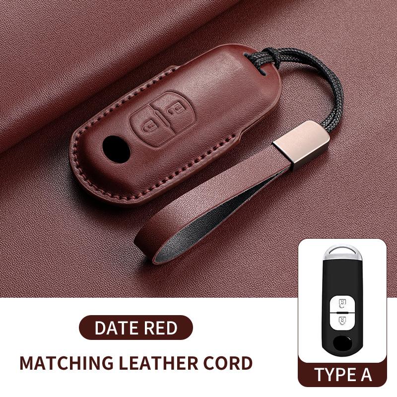 Leather Car Key Case Cover Shell For Mazda 3 6 Atenza Axela Demio CX5 CX3 CX7 CX9 MX5 Car Remote Keychain Case Shell Accessories