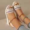 Woven Rope Wedge Sandals for Women Adjustable Buckle Strap Platform Open Toe Summer Shoes Comfortable Casual Footwear