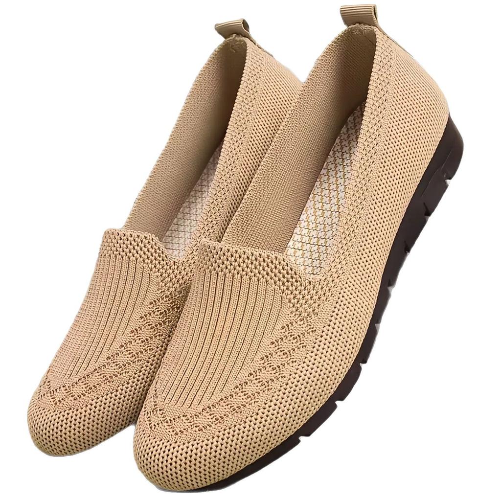 Spring and Summer Cloth Shoes Breathable Fly-woven Mesh Shoes Non-slip Flat-soled Medium Shoes Shallow Mouth Single Shoes