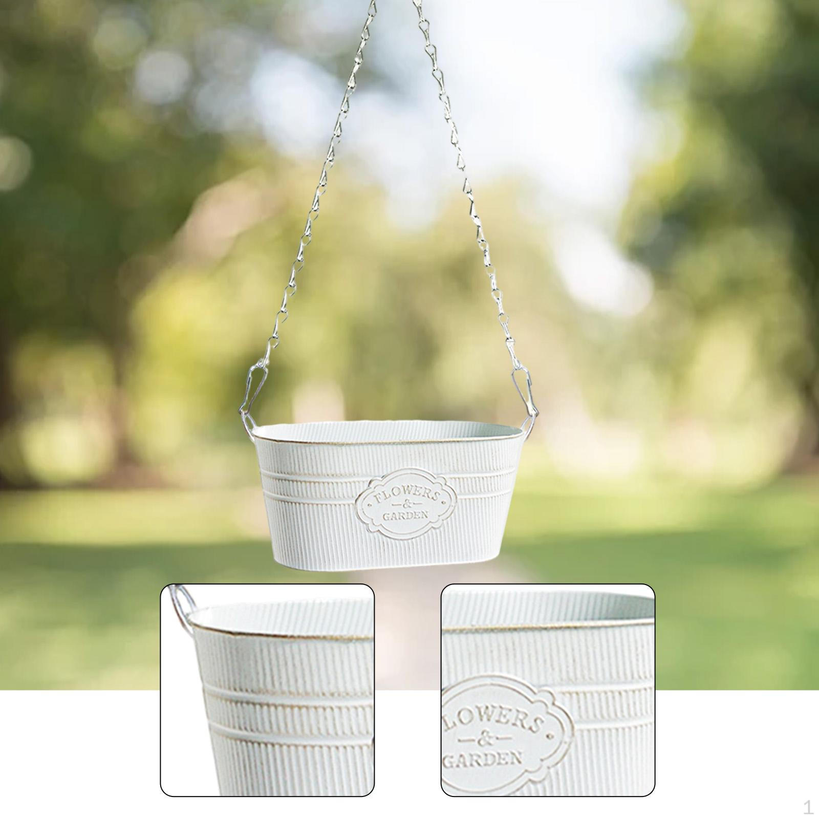 Подвесное кашпо Цветочный горшок Классический Белый Настенное украшение Сад Балкон Ретро Цепь Oval
