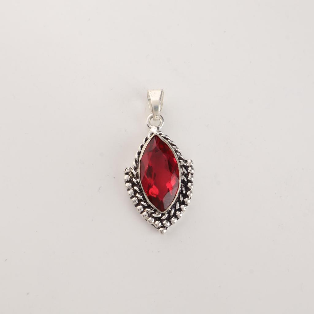 Pink Rubellite Gemstone 925 Sterling Silver Handcrafted Pendant 1.4" Anniversary Gift For Wife APP-4-7