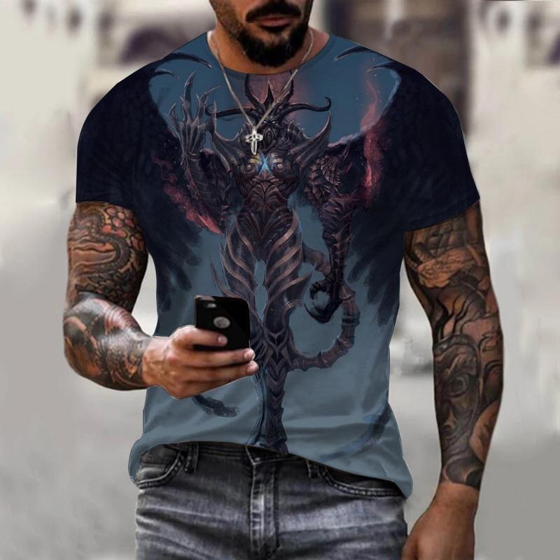 

Мужская футболка, топ, летняя модная футболка с коротким рукавом, 3D-принт, футболка, свободная мужская одежда 6XL