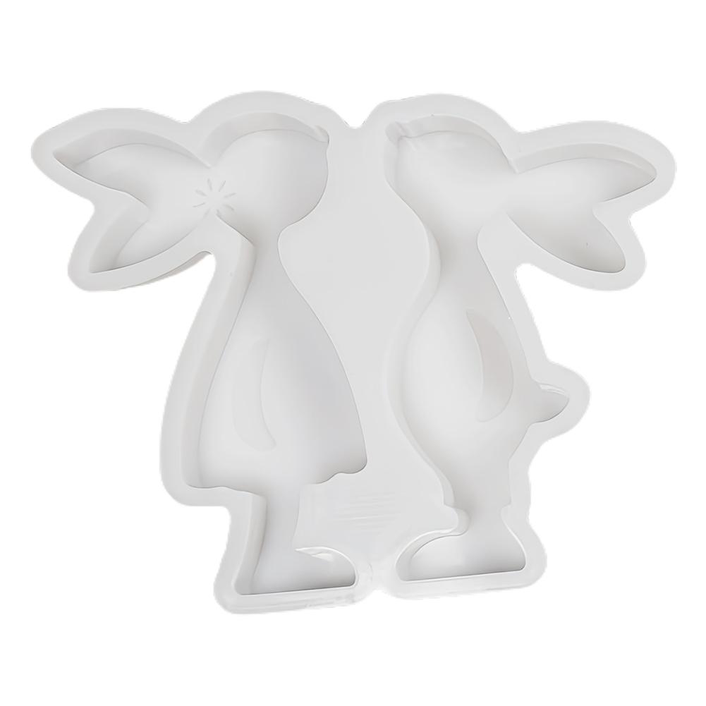 Silicone Easter Rabbit Mould DIY Animal Statue Cement Mold Non Stick Easter Egg Bunny Mold Plaster Mould for Easter Party