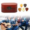 Wood Guitar Pick Storage Box Container Portable Guitar Pick Box Holder Collector with 5 Guitar Pick Gift for Guitarist