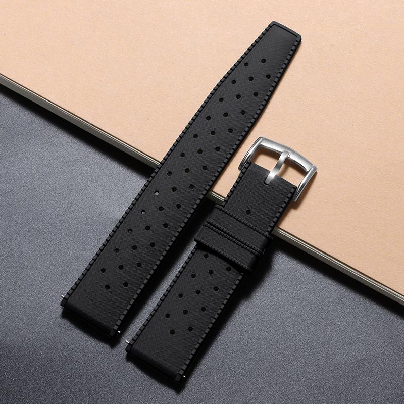 20mm 22mm Tropical Silicone Watch Band Quick Release Watchband Soft Rubber Smart Watch Strap Breathable for Seiko for Citizen