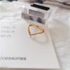 Korean-Japanese Style V-shaped Rose Gold Ring with Micro-inlaid Diamonds and Geometric Zirconium Titanium Steel Design.