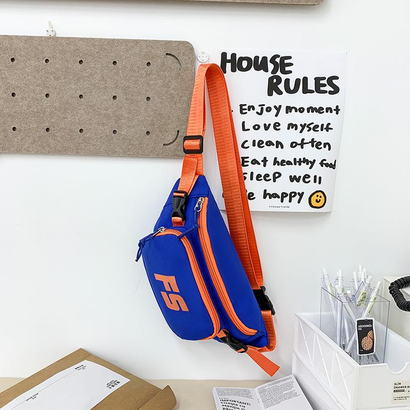 

New fashion sports dumpling bag trendy letter versatile messenger bag solid color canvas casual shoulder bag trendy синій