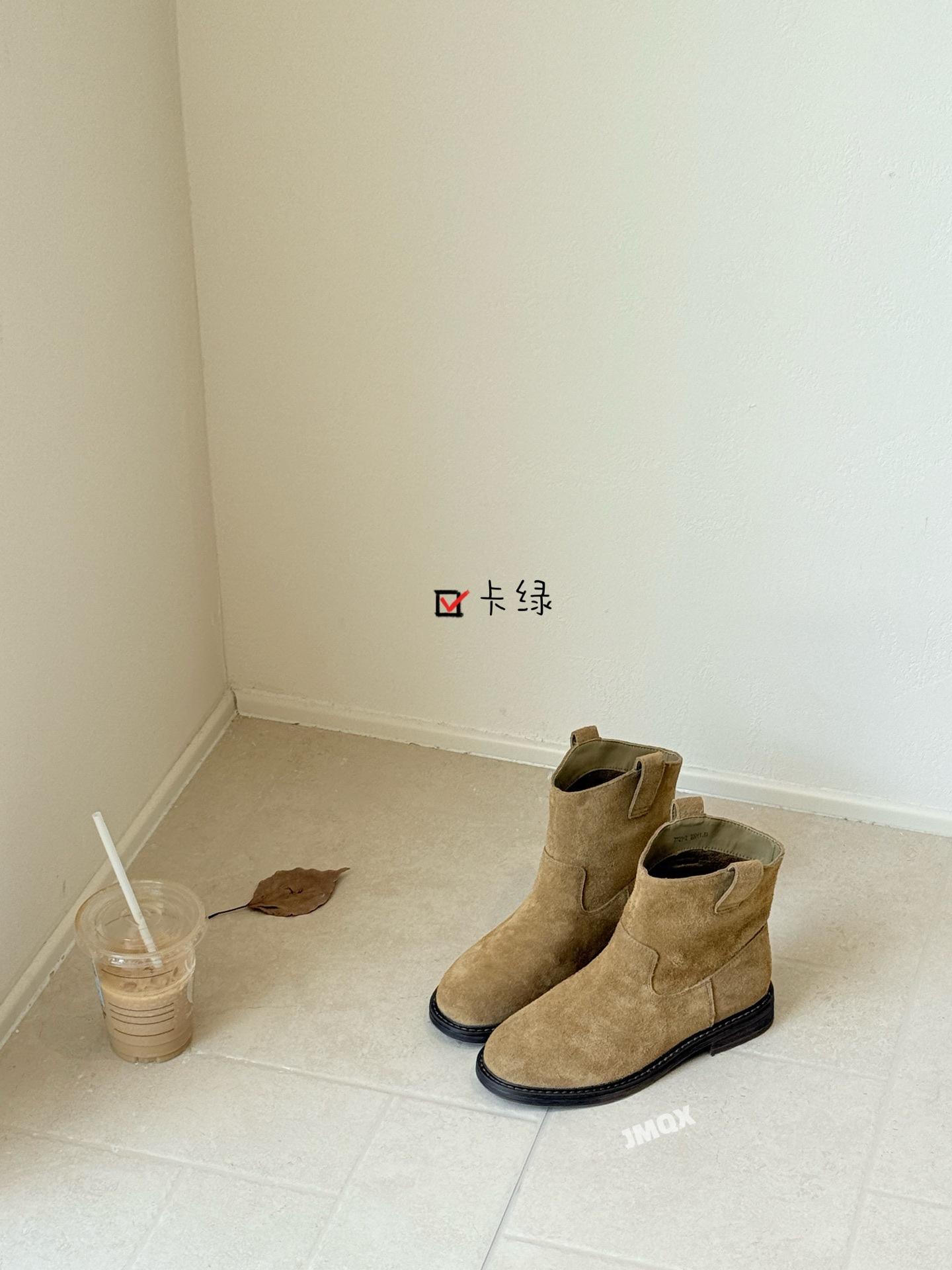 

Frosted Leather Chelsea Martin Boots Women s Flat Bottom Straight Skinny Boots Autumn and Winter Fleece Retro Anti-Fur Short Boots Women 39