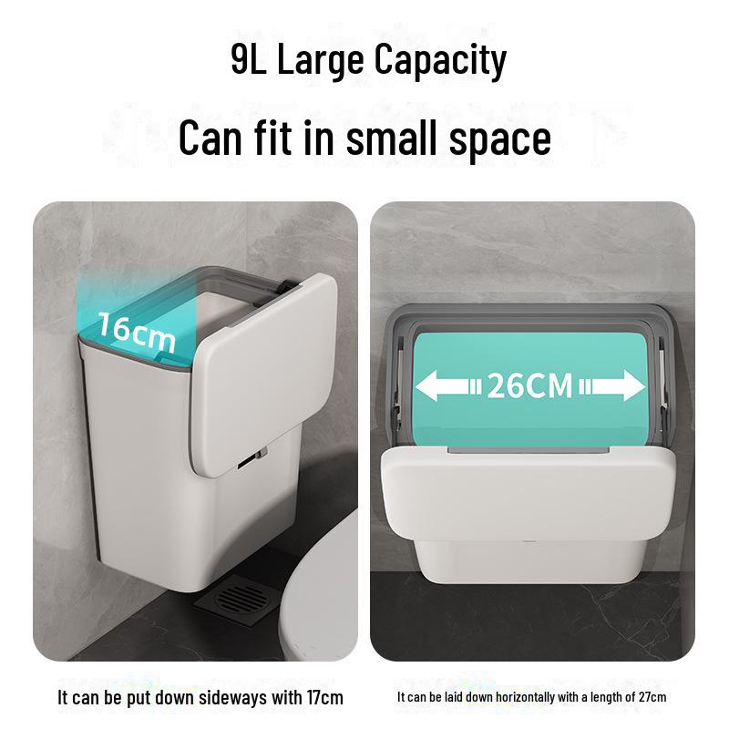 Badrumsnödvändigheter: Borrfria soptunnor, väggmonterade toaletter, multifunktionella förvaringshyllor