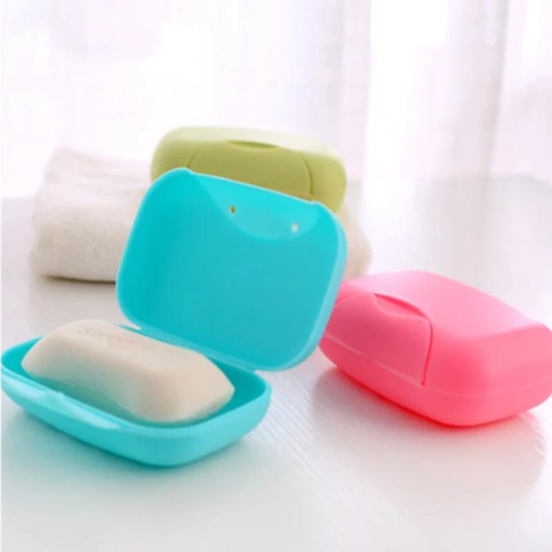Portable Travel Soap Box Container Bathroom Acc Home Plastic Soap-Boxes with Cover Small/big Sizes Candy Color Soaps Dish Holder