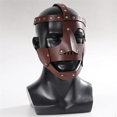 Halloween Mask, Adjustable Head Harness, Gothic PU Harness Mask Face Cover for Carnival Adults