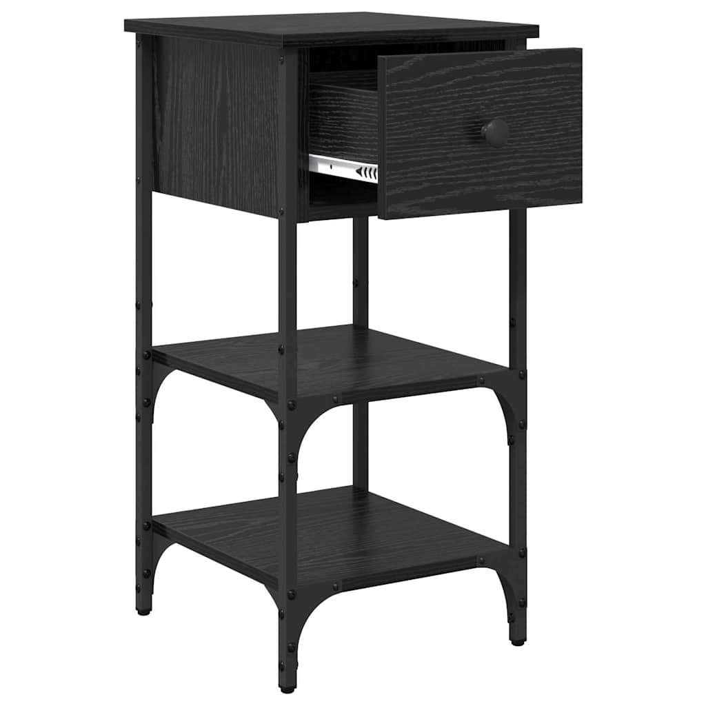 Nightstand Black Oak Effect 33.5 X 36 X 70 Cm Engineered Wood
