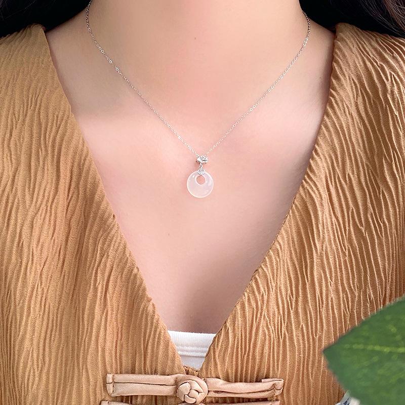 Transparent Apricot Leaves, White Jade Marrow, Safety Buckle Necklace, Female Design Sense, New Chinese Style