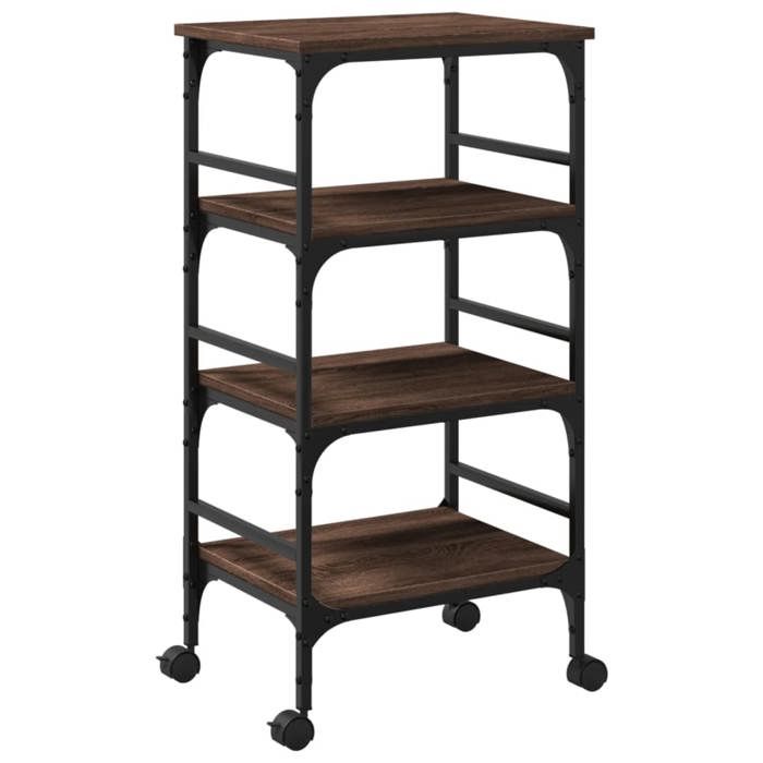 VidaXL Kitchen Trolley, Shelf with Wheels, Service Cart, Indoor Living Room Bathroom Storage Furniture, Oak 842330