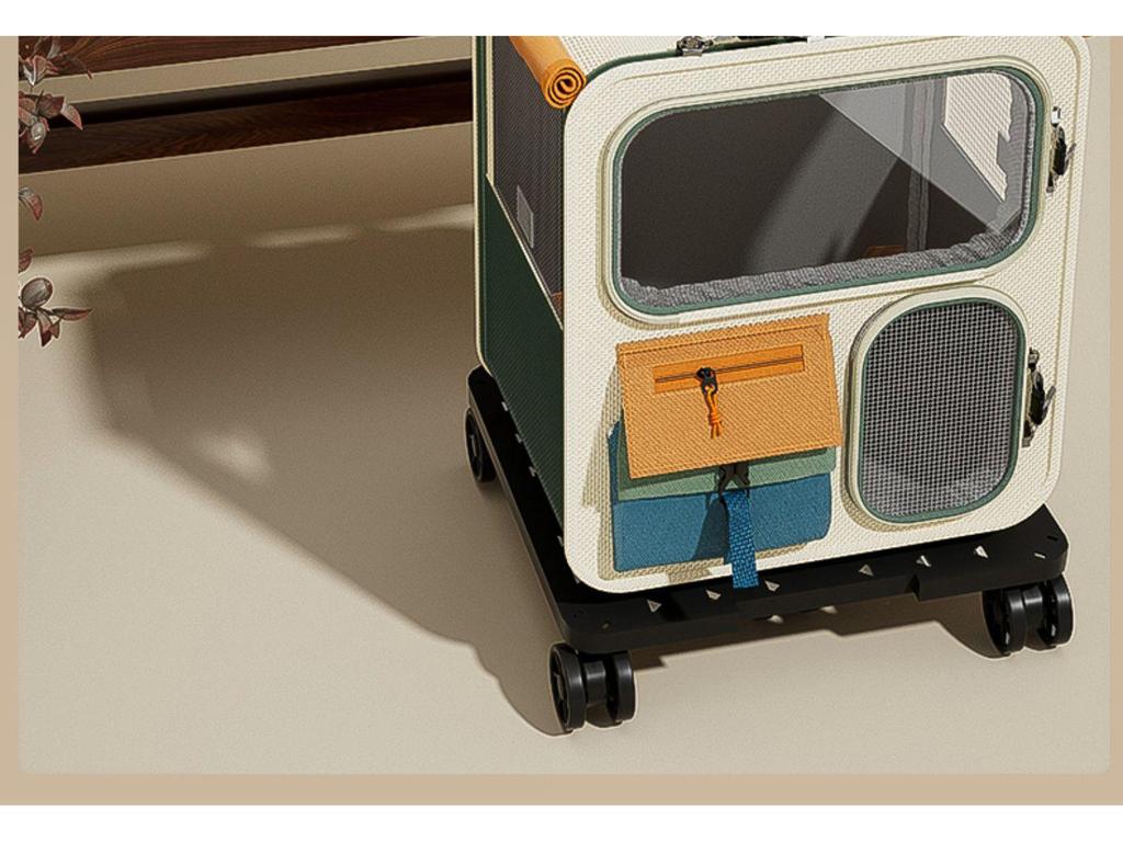 Portable Multifunctional Cat Carrier with Wheels - Transparent Backpack & Large Capacity Trolley Case