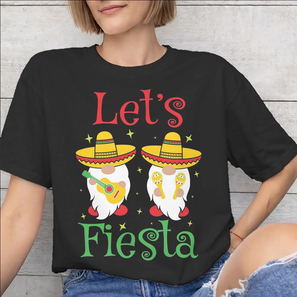 Lets Fiesta Cinco De Mayo Graphic Printing T Shirts Men Women Cotton Tee Shirt Clothing
