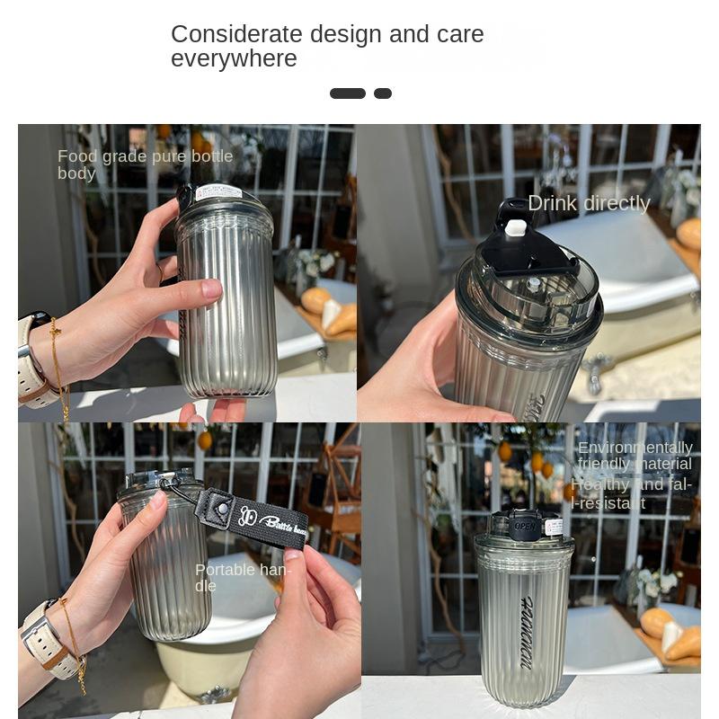 Creative Simple Frosted Coffee Color Cup with Straw Office Men's and Women's Tea Compartment Flower Tea Cup Student Home Dormitory Plastic Cup